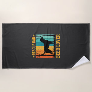 Rescue Dad Beer Lover Vintage Dog Beach Towel
