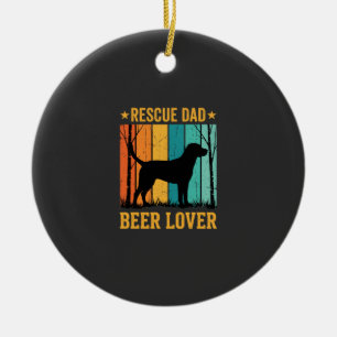 Rescue Dad Beer Lover Vintage Dog Ceramic Tree Decoration