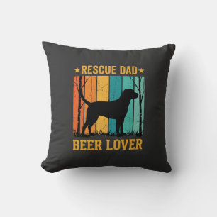 Rescue Dad Beer Lover Vintage Dog Cushion