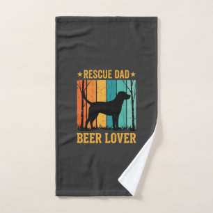 Rescue Dad Beer Lover Vintage Dog Hand Towel