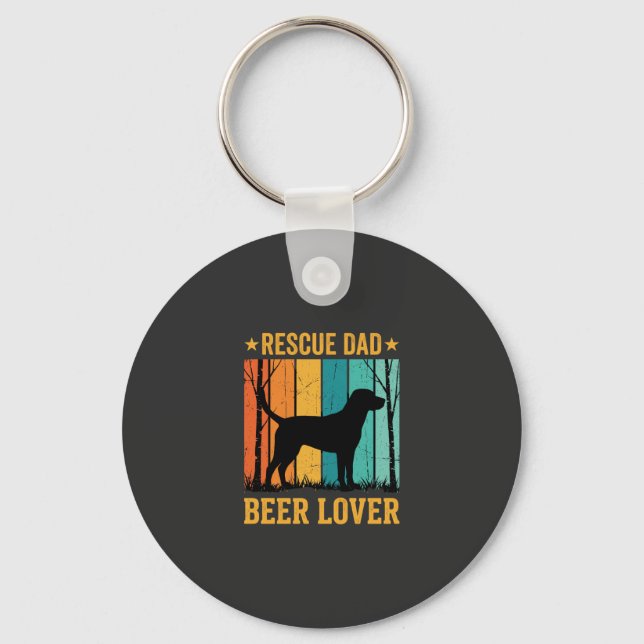 Rescue Dad Beer Lover Vintage Dog Key Ring (Front)