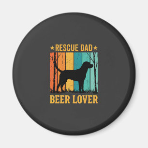 Rescue Dad Beer Lover Vintage Dog Magnet