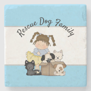 Rescue Dog Family Stone Coaster