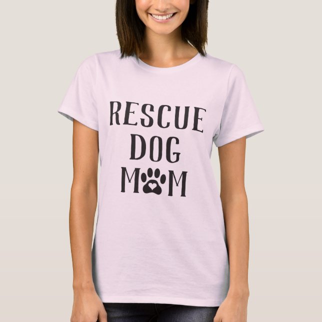 Rescue Dog Mum Heart Paw Print T-Shirt (Front)