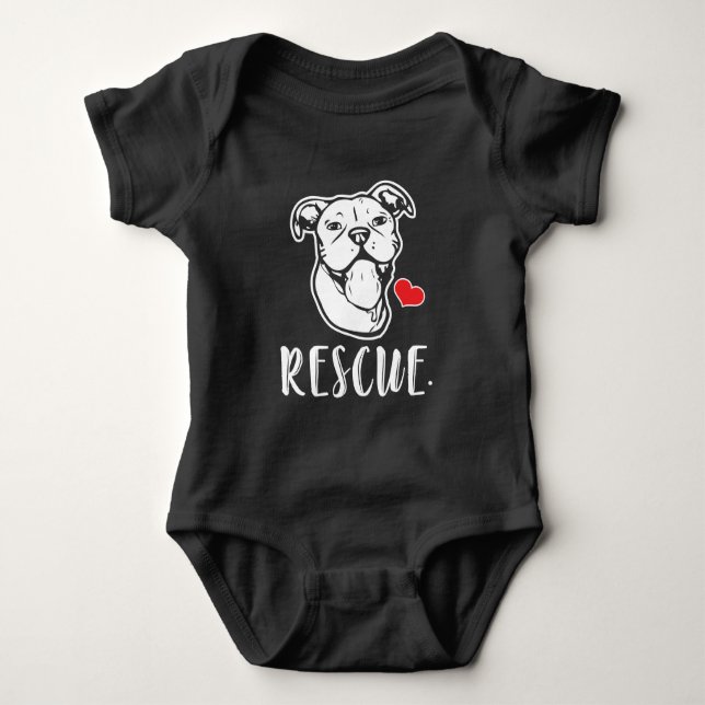 Rescue Dog Pitbull Drawing Rescue Mum Adopt Baby Bodysuit (Front)