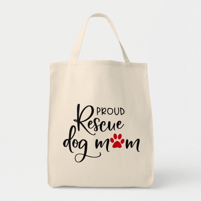 Rescue Dog - "Proud Rescue Dog Mum"  Blk Tote Bag (Front)