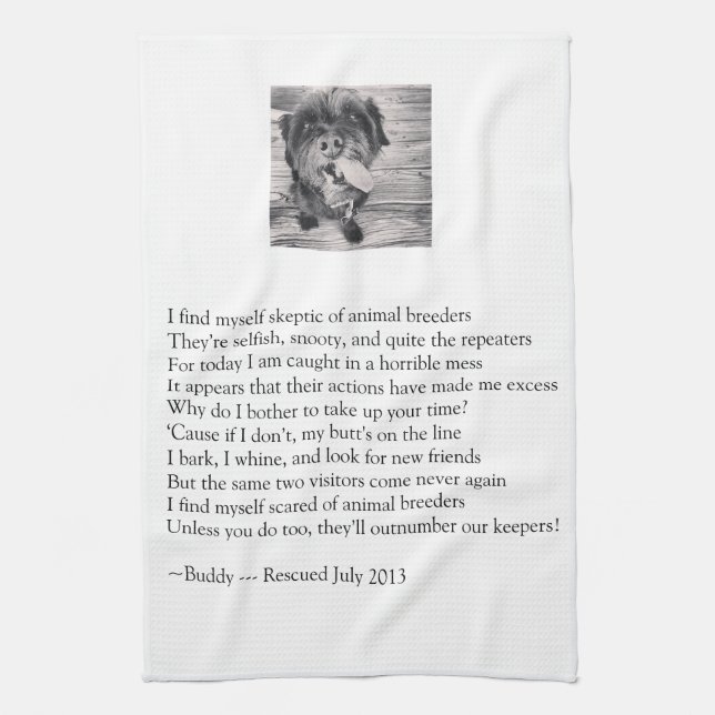Rescue Dog Tea Towel (Vertical)