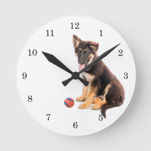 Rescue German Shepherd Puppy Round Clock