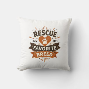 Rescue Is My Favourite Breed Vintage Dog Adoption  Cushion