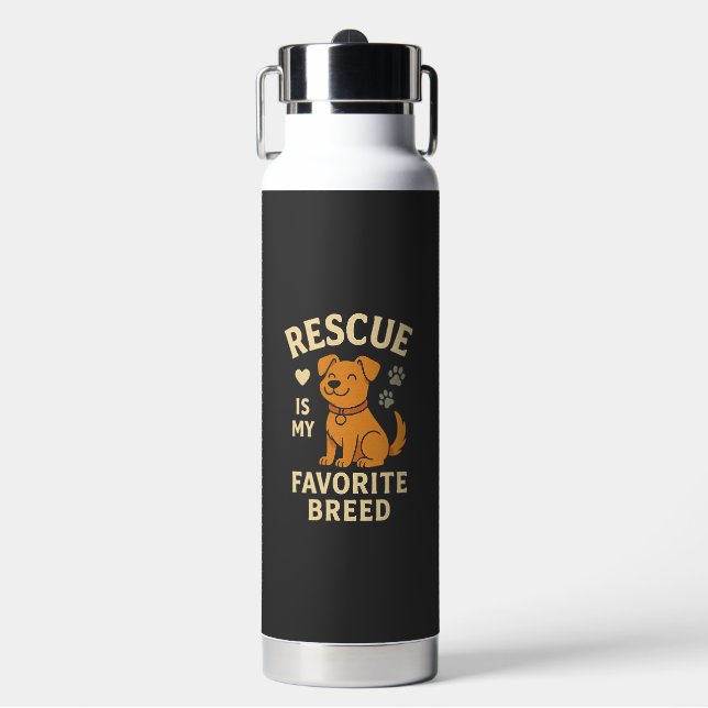 Rescue Is My Favourite Breed Water Bottle (Front)