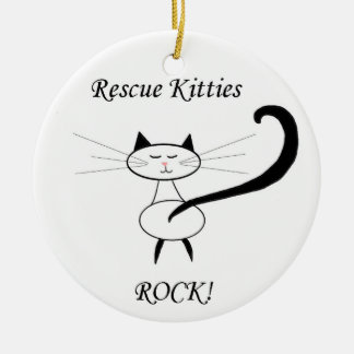 Rescue Kitties Rock! Ceramic Tree Decoration