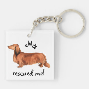Rescue Longhaired Dachshund Key Ring