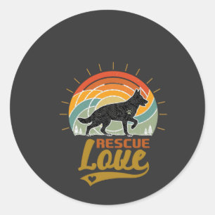 Rescue Love Dog Retro Sunset Trees Classic Round Sticker