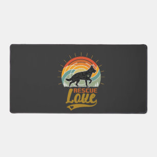 Rescue Love Dog Retro Sunset Trees Desk Mat
