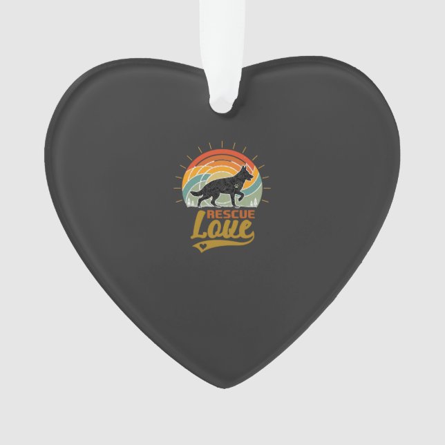 Rescue Love Dog Retro Sunset Trees Ornament (Front)