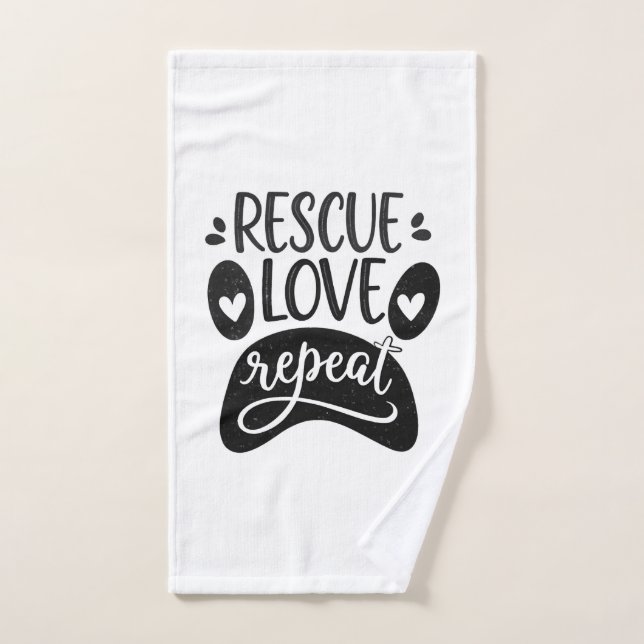 Rescue Love Repeat Dog Paw Tee Hand Towel (Hand Towel)