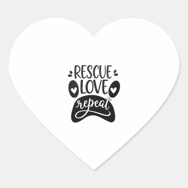 Rescue Love Repeat Dog Paw Tee Heart Sticker (Front)