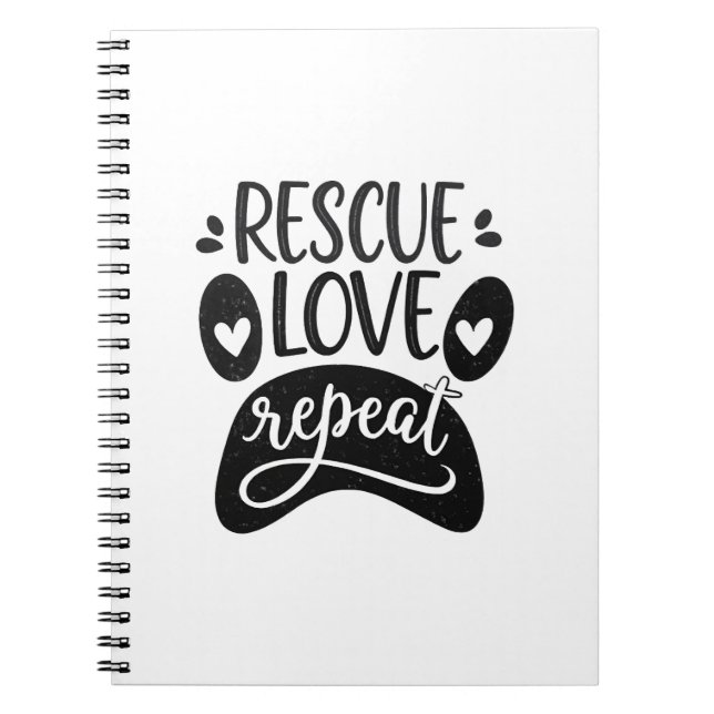 Rescue Love Repeat Dog Paw Tee Notebook (Front)