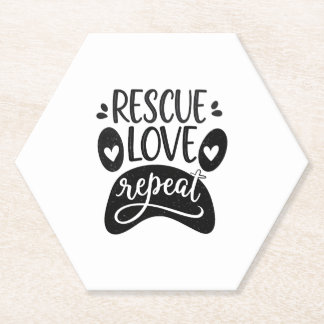 Rescue Love Repeat Dog Paw Tee Paper Coaster
