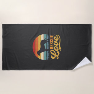Rescue Love Retro Dog Sunset_1 Beach Towel