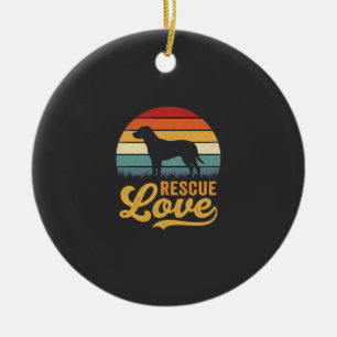 Rescue Love Retro Dog Sunset_1 Ceramic Tree Decoration