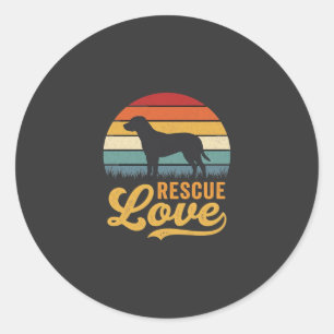 Rescue Love Retro Dog Sunset_1 Classic Round Sticker
