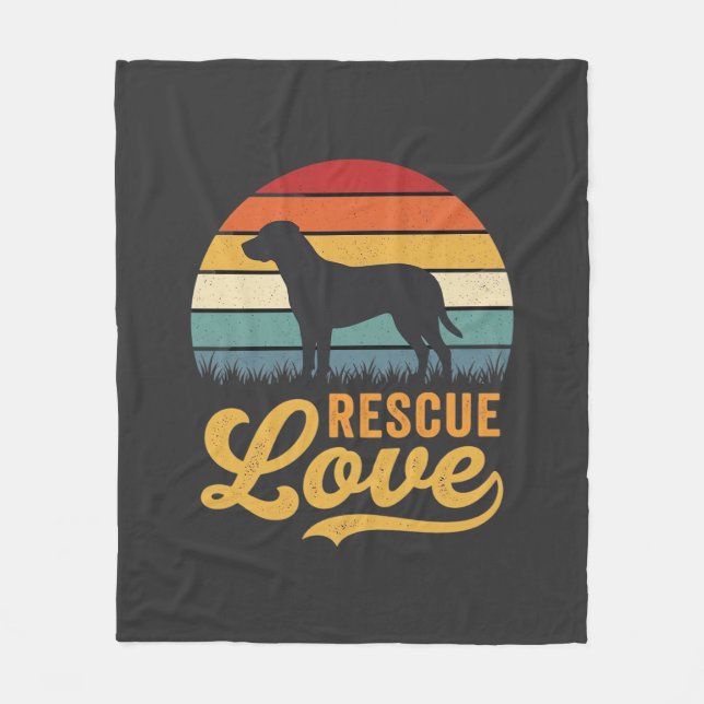 Rescue Love Retro Dog Sunset_1 Fleece Blanket (Front)