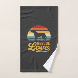 Rescue Love Retro Dog Sunset_1 Hand Towel