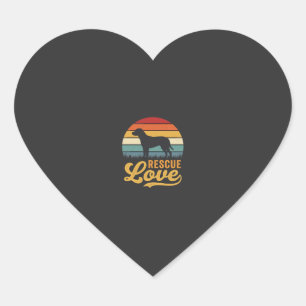 Rescue Love Retro Dog Sunset_1 Heart Sticker