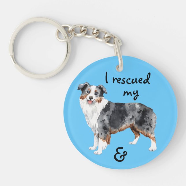 Rescue Miniature American Shepherd Key Ring (Front)