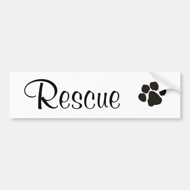 Rescue Paw Print Cursive Bumper Sticker (Front)