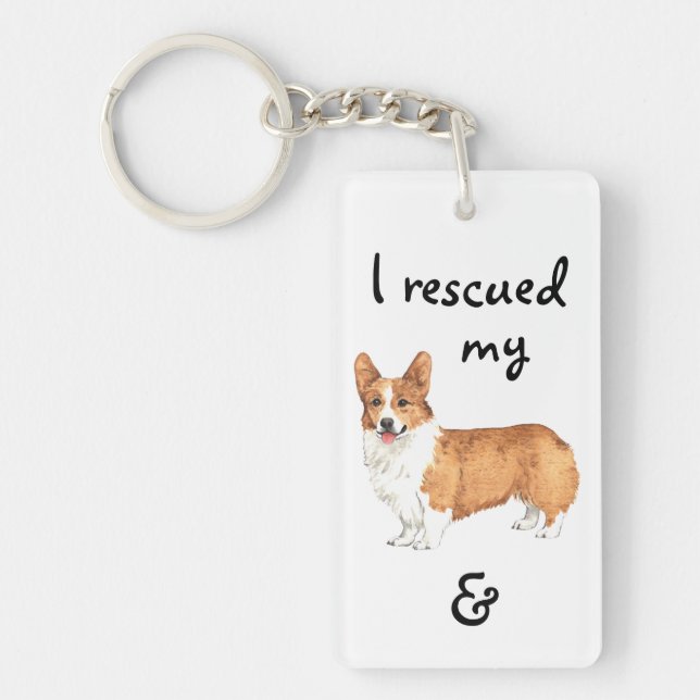 Rescue Pembroke Welsh Corgi Key Ring (Front)