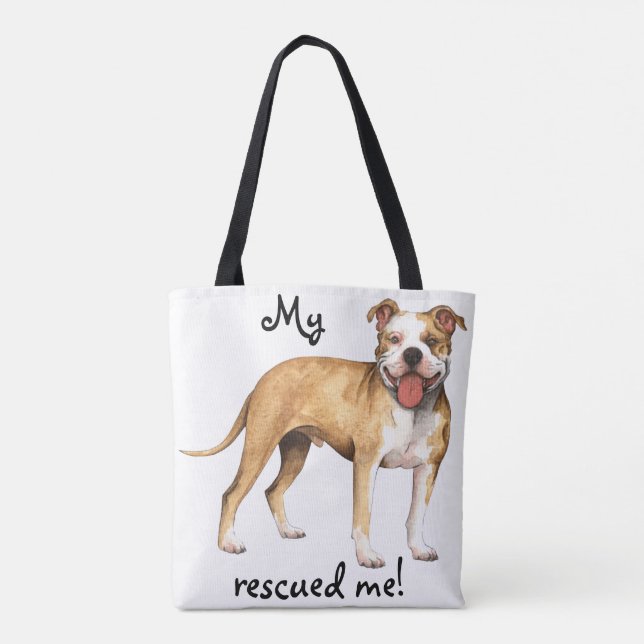 Rescue Pit Bull Terrier Tote Bag (Back)