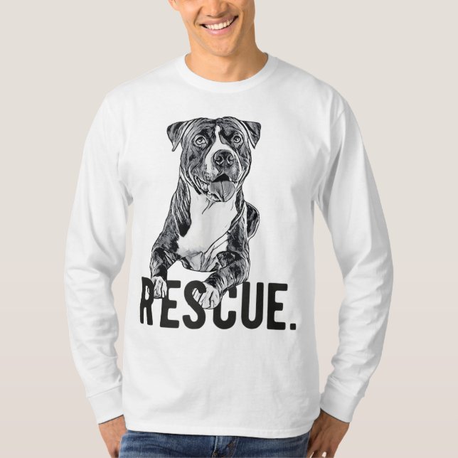 Rescue Pitbull Drawing Dog Mum Adopt don't Shop Ma T-Shirt (Front)