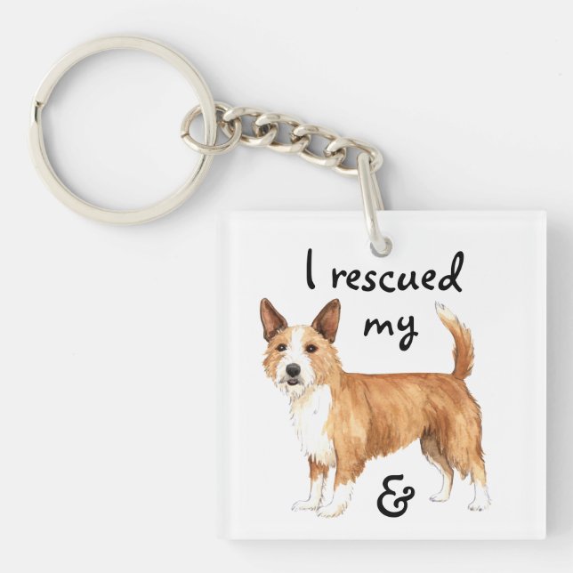 Rescue Portuguese Podengo Pequeno Key Ring (Front)