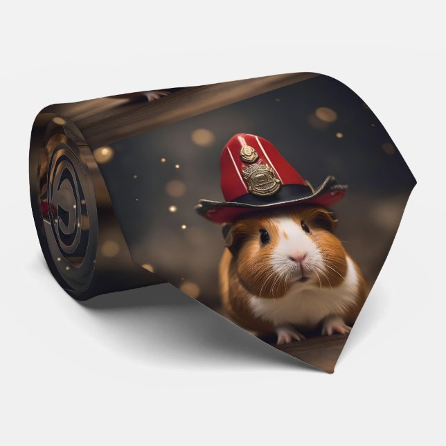 Rescue Ready: Guinea Pig in a Fireman's Hat, Tie (Rolled)