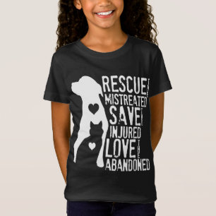 Rescue, Save, Love Animal Rescue, Dog Lover Cat Lo T-Shirt