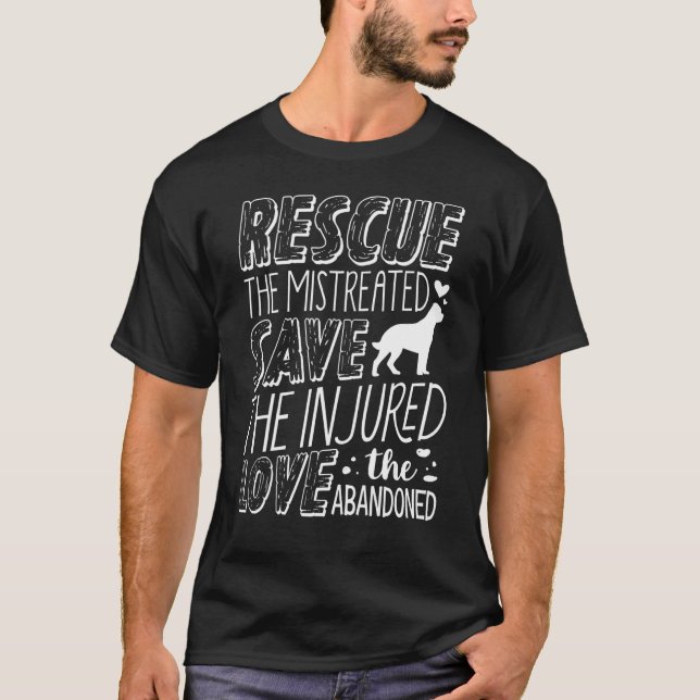 Rescue Save Love Cute Animal Rescue Dog & Cat  1 T-Shirt (Front)