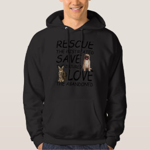 Rescue Save Love Cute Animal Rescue Dog Cat Hoodie