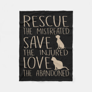 Rescue Save Love - Cute Animal Rescue Dog Cat Love Fleece Blanket