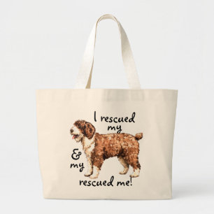 Rescue Spanish Water Dog Large Tote Bag