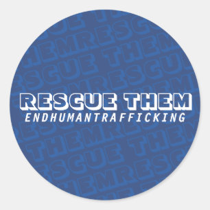 Rescue Them in Dark Blue Classic Round Sticker