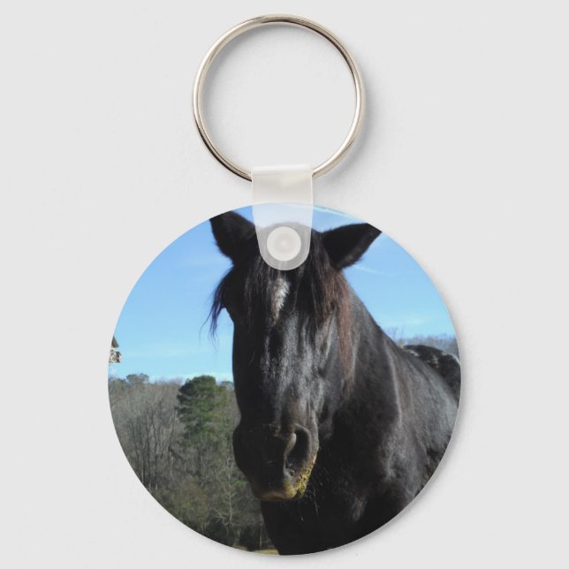 Rescued Black Draught Horse Key Ring (Front)