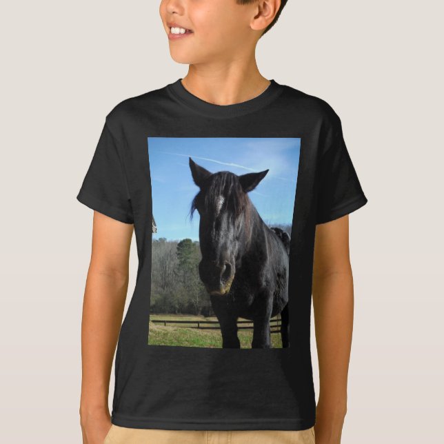 Rescued Black Draught Horse T-Shirt (Front)