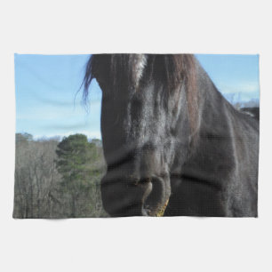 Rescued Black Draught Horse Tea Towel