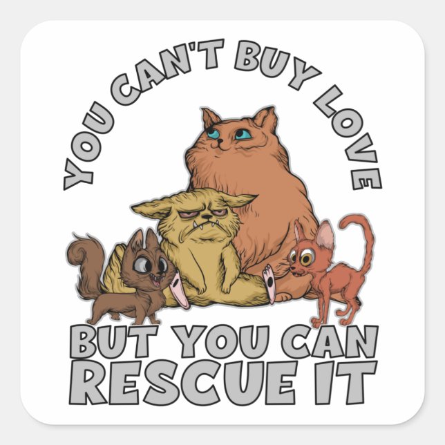 Rescued Cats Animal Shelter Square Sticker (Front)