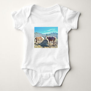 Rescued Draught Horses eating hay Baby Bodysuit