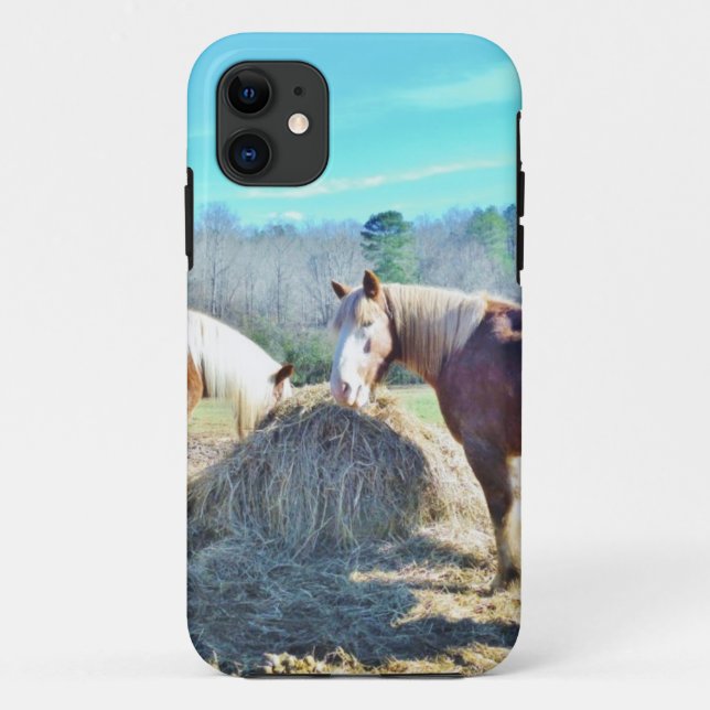 Rescued Draught Horses eating hay Case-Mate iPhone Case (Back)