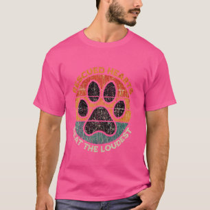 Rescued Hearts Beat The Loudest Retro Paw Dog Adot T-Shirt