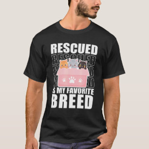 Rescued Is My Favorite Breed Cats Animal Shelter V T-Shirt